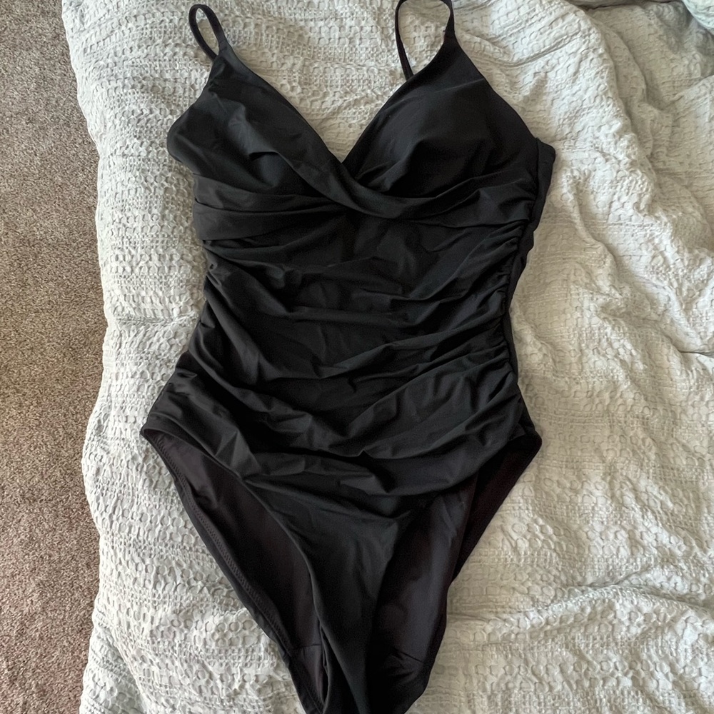 Shapewear Ruched Cross-Front Sculpting One-Piece Swimsuit